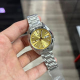 Seiko 5 Sports Automatic Gold Dial Silver Steel Strap Watch for Men - SRPL59K1