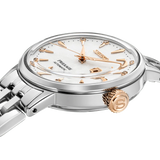 Seiko Presage Cocktail Time Skydiving Automatic Diamonds Mother of Pearl Dial Silver Steel Strap Watch for Women - SRE009J1