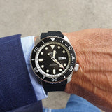 Seiko 5 Sports SKX Automatic Black Dial Black Silicone Strap Watch for Men - SRPD73K2