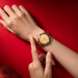 Seiko Presage Cocktail Time Automatic Diamonds Gold Dial Gold Steel Strap Watch for Women - SRE018J1