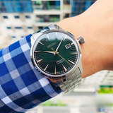 Seiko Presage Cocktail Time Automatic Green Dial Silver Steel Strap Watch for Men - SRPE15J1