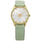 Gucci G Timeless Silver Dial Green Leather Strap Watch for Women - YA1265040