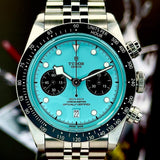 Tudor Black Bay Chrono Blue Dial Silver Steel Strap Watch for Men - M79360N-0024