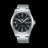 Seiko 5 Sports Flieger Automatic Black Dial Silver Steel Strap Watch for Men - SRPH27K1