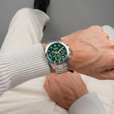 Hugo Boss 1514217 Hero Chronograph Men's Watch – Green Dial & Silver Steel Strap