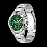 Hugo Boss 1514217 Hero Chronograph Men's Watch – Green Dial & Silver Steel Strap