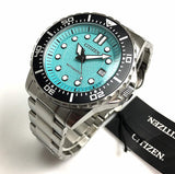 Citizen Mechanical Automatic Turquoise Dial Silver Steel Strap Watch for Men - NJ0170-83X