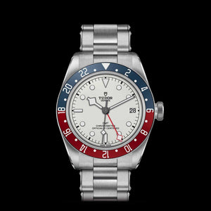 Tudor Black Bay GMT Silver Dial Silver Steel Strap Watch for Men - M79830RB-0010