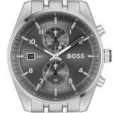 Hugo Boss Skytraveller Chronograph Grey Dial Silver Steel Strap Watch for Men - 1514151