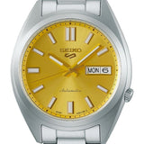 Seiko 5 Sports SNXS Automatic Gold Dial Silver Steel Strap Watch for Men - SRPL59K1