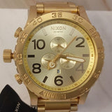 Nixon 51-30 Chronograph Gold Dial Gold Steel Strap Watch for Men - A083-502