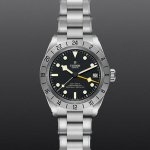 Tudor Black Bay Pro Black Dial Silver Steel Strap Watch for Men - M79470-0001
