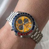Seiko SSC947 Prospex Solar Chronograph 1969 Re-interpretation Quartz Men's Watch – Orange Dial & Silver Steel Strap
