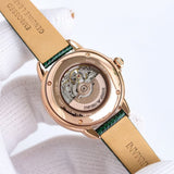 Emporio Armani Mia Meccanico Mother of Pearl Dial Green Leather Strap Watch for Women - AR60073