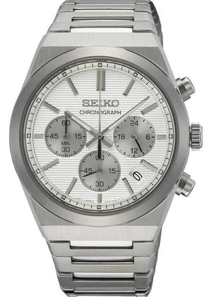 Seiko Conceptual Chronograph White Dial Silver Steel Strap Watch for Men - SSB451P1