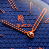 Swatch x AP Royal Pop Blue Dial Blue Leather Lanyard Watch for Men - Orenji Hachi