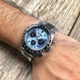 Seiko Prospex Speedtimer Solar Chronograph Limited Edition Blue Dial Two Tone Steel Strap Watch for Men - SSC909