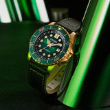 Citizen Mechanical Automatic Green Dial Brown Leather Strap Watch for Men - NJ0173-18X