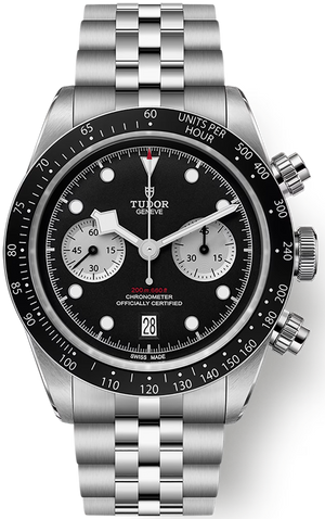 Tudor Black Bay Chrono Black Dial Silver Steel Strap Watch for Men - M79360N-0013