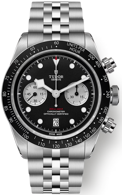 Tudor Black Bay Chrono Black Dial Silver Steel Strap Watch for Men - M79360N-0013