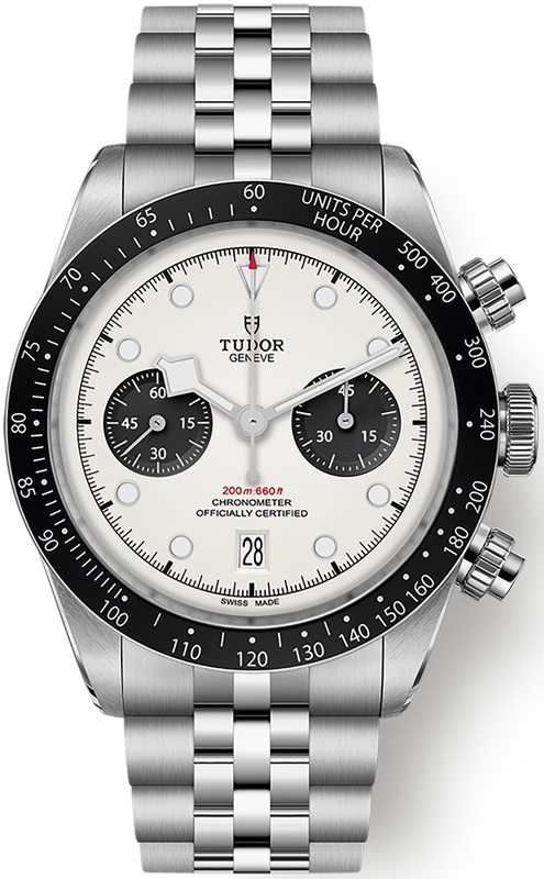 Tudor Black Bay Chrono Silver Dial Silver Steel Strap Watch for Men - M79360N-0014