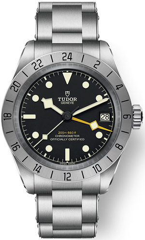 Tudor Black Bay Pro Black Dial Silver Steel Strap Watch for Men - M79470-0001
