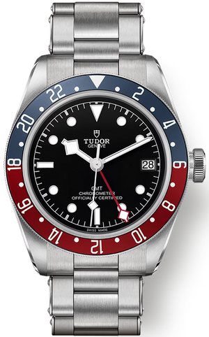 Tudor Black Bay GMT Black Dial Silver Steel Strap Watch for Men - M79830RB-0001