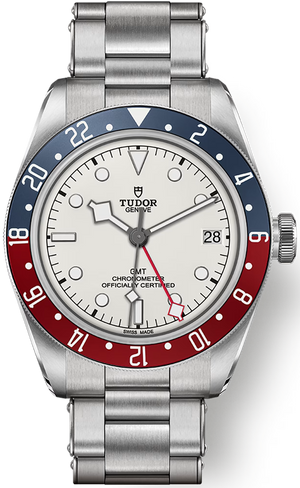 Tudor Black Bay GMT Silver Dial Silver Steel Strap Watch for Men - M79830RB-0010