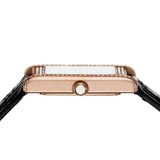 Emporio Armani Genni Silver Dial Black Leather Strap Watch for Women - AR11624