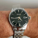 Seiko Presage Cocktail Time Automatic Green Dial Silver Steel Strap Watch for Men - SRPE15J1