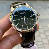 Seiko Presage Cocktail Time Automatic Green Dial Brown Leather Strap Watch for Men - SRPD37J1