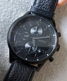 Hugo Boss 1512567 Aeroliner Chronograph Men's Watch – Black Dial & Black Leather Strap