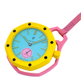 Swatch Royal Pop Blue Dial Pink Leather Strap Watch for Women - Otg Roz