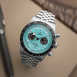 Tudor Black Bay Chrono Blue Dial Silver Steel Strap Watch for Men - M79360N-0024