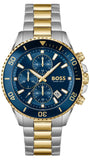Hugo Boss Admiral Chronograph Blue Dial Two Tone Steel Strap Watch for Men - 1514257