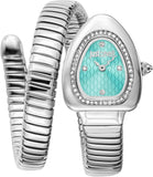 Just Cavalli Lady Snake Blue Dial Silver Steel Strap Watch for Women - JC1L249M0015