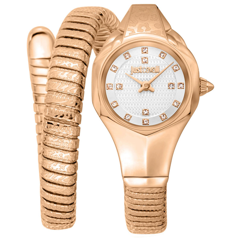 Just Cavalli Amalfi Silver Dial Rose Gold Steel Strap Watch for Women - JC1L270M0045
