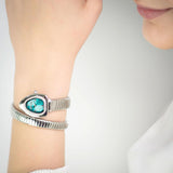 Just Cavalli Lady Snake Blue Dial Silver Steel Strap Watch for Women - JC1L249M0015