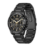 Hugo Boss Strike Chronograph Black Dial Black Steel Strap Watch for Men - 1514291
