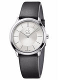 Calvin Klein K3M221C6 Minimal Women's Watch – Silver Dial & Black Leather Strap