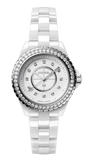 Chanel J12 H6418 Women's Quartz Watch – White Dial, Diamond Details & Steel Bracelet