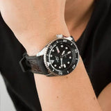 Seiko 5 Sports SKX Automatic Black Dial Black Leather Strap Watch for Men - SRPD55K2