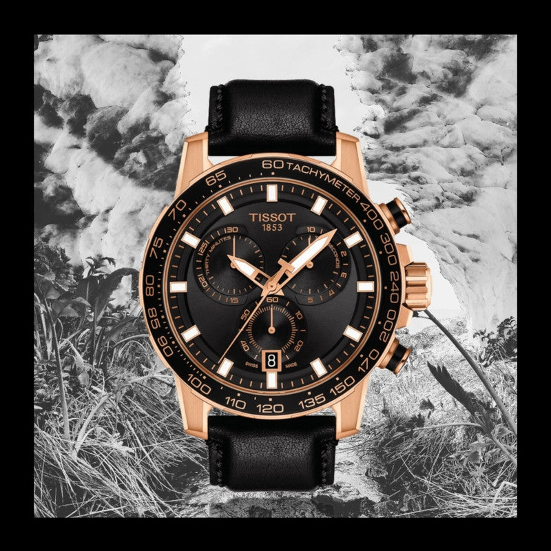 Tissot Supersport Chrono Black Dial Black Leather Strap Watch for Men - T125.617.36.051.00