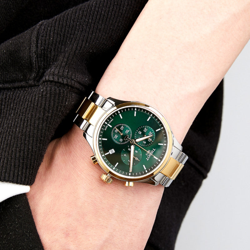 Tissot T Sport Chrono XL Classic Green Dial Two Tone Steel Strap Watch for Men - T116.617.22.091.00