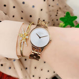Calvin Klein Snake Silver Dial Rose Gold Steel Strap Watch For Women - K6E23646