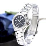Tag Heuer Aquaracer Quartz Women's Watch WBD1410.BA0741 – Black Dial with Silver Steel Strap