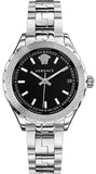 Versace V12020015 Hellenyium Quartz Women's Watch – Black Dial & Silver Steel Strap