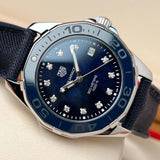 Tag Heuer Aquaracer Quartz Mother of Pearl Blue Dial Blue NATO Strap Watch for Women - WAY131L.FT6091