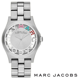Marc Jacobs Henry Skeleton Silver Dial Silver Steel Strap Watch for Women - MBM3262