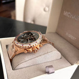 Michael Kors MK6972 Everest Chronograph Quartz Women's Watch – Black Dial & Rose Gold Steel Strap
